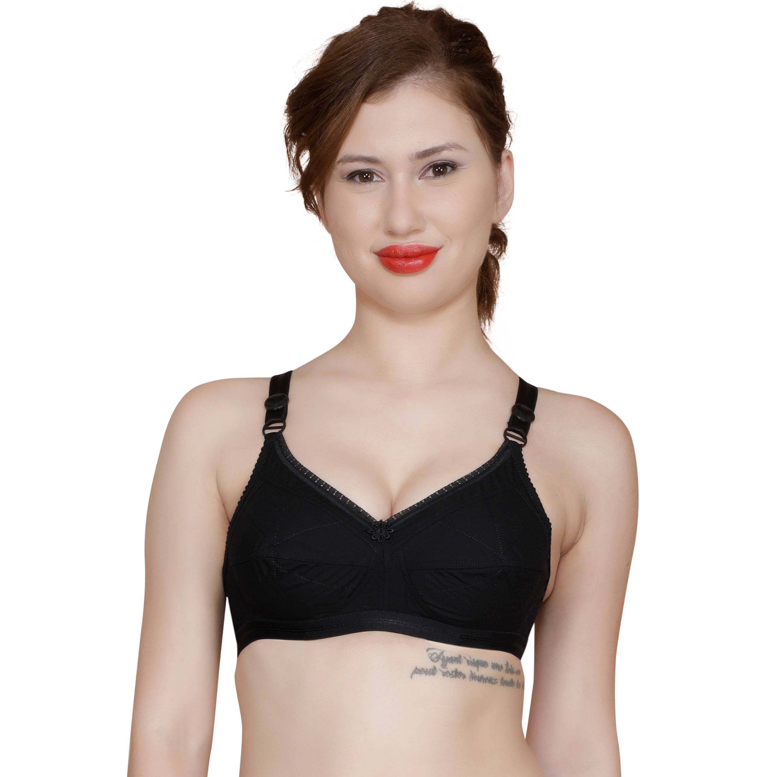 T.T. Women Premium C Cup Bra PACK OF 6 Black-Skin-White