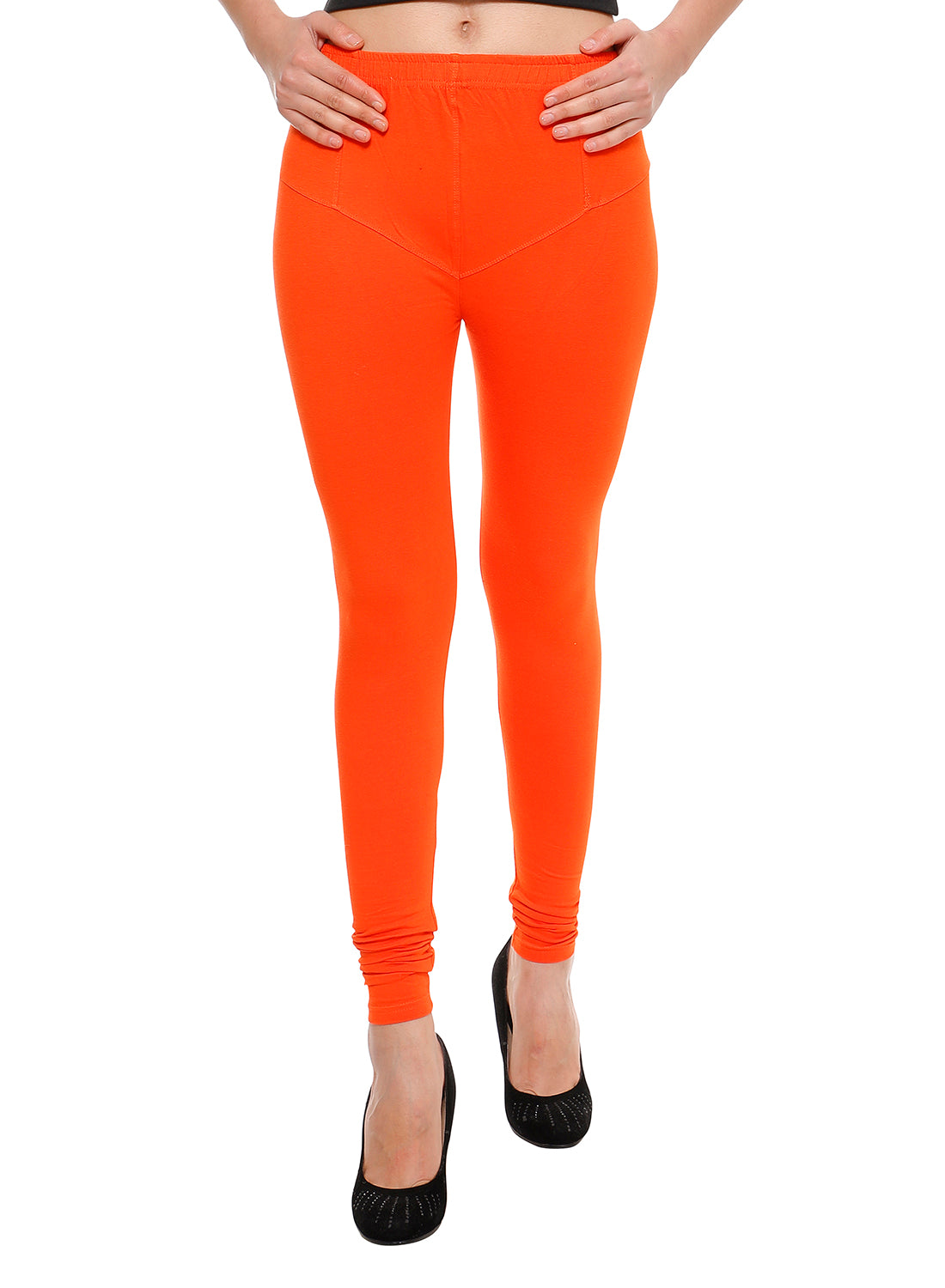 T.T. Women Churidar Cool Leggings Pack of 5 Orange