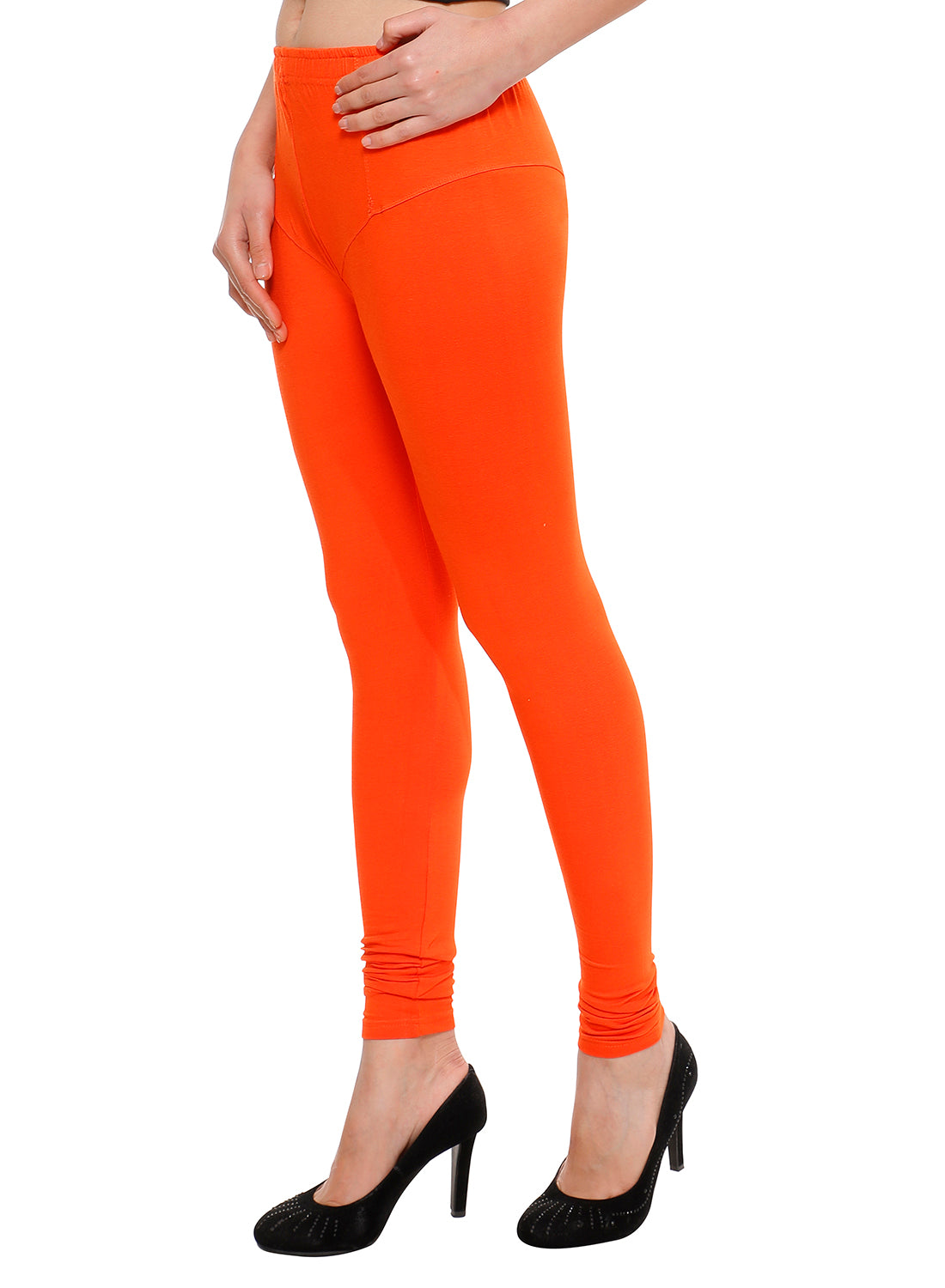 T.T. Women Churidar Cool Leggings Pack of 5 Orange