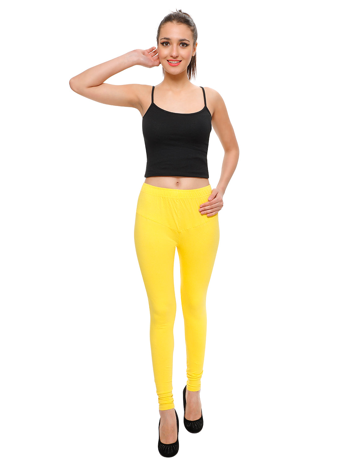 T.T. Women Churidar Cool Leggings Pack of 5 Yellow