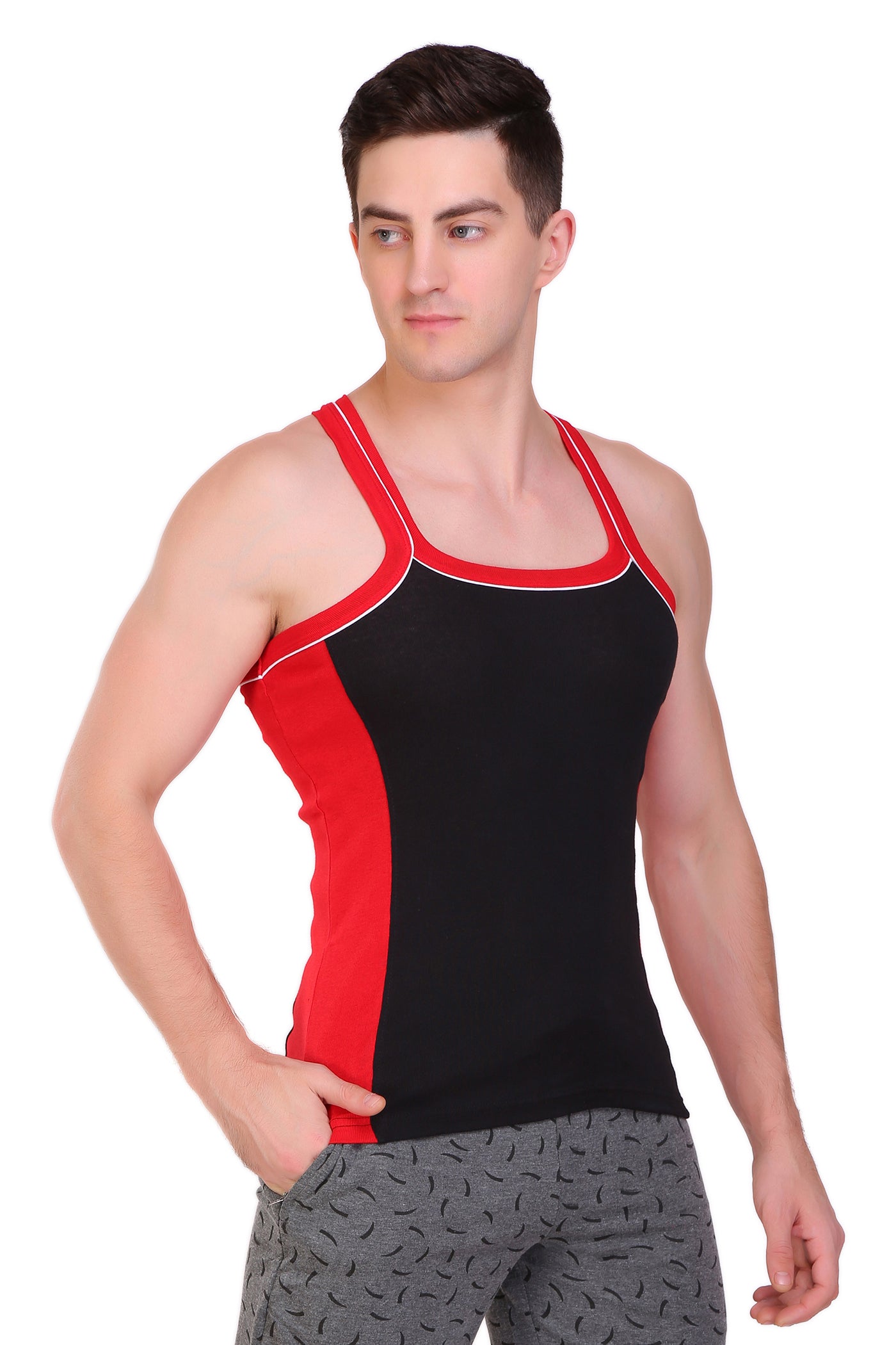 T.T. Men Designer  Gym Vest Pack Of 5 Assorted Colors