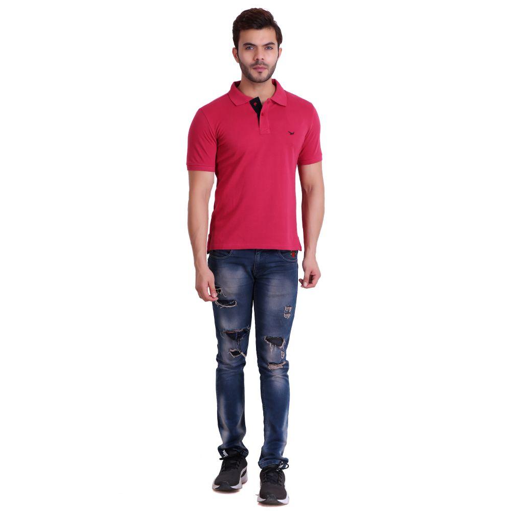 Mens Polo Fuschia T-Shirt