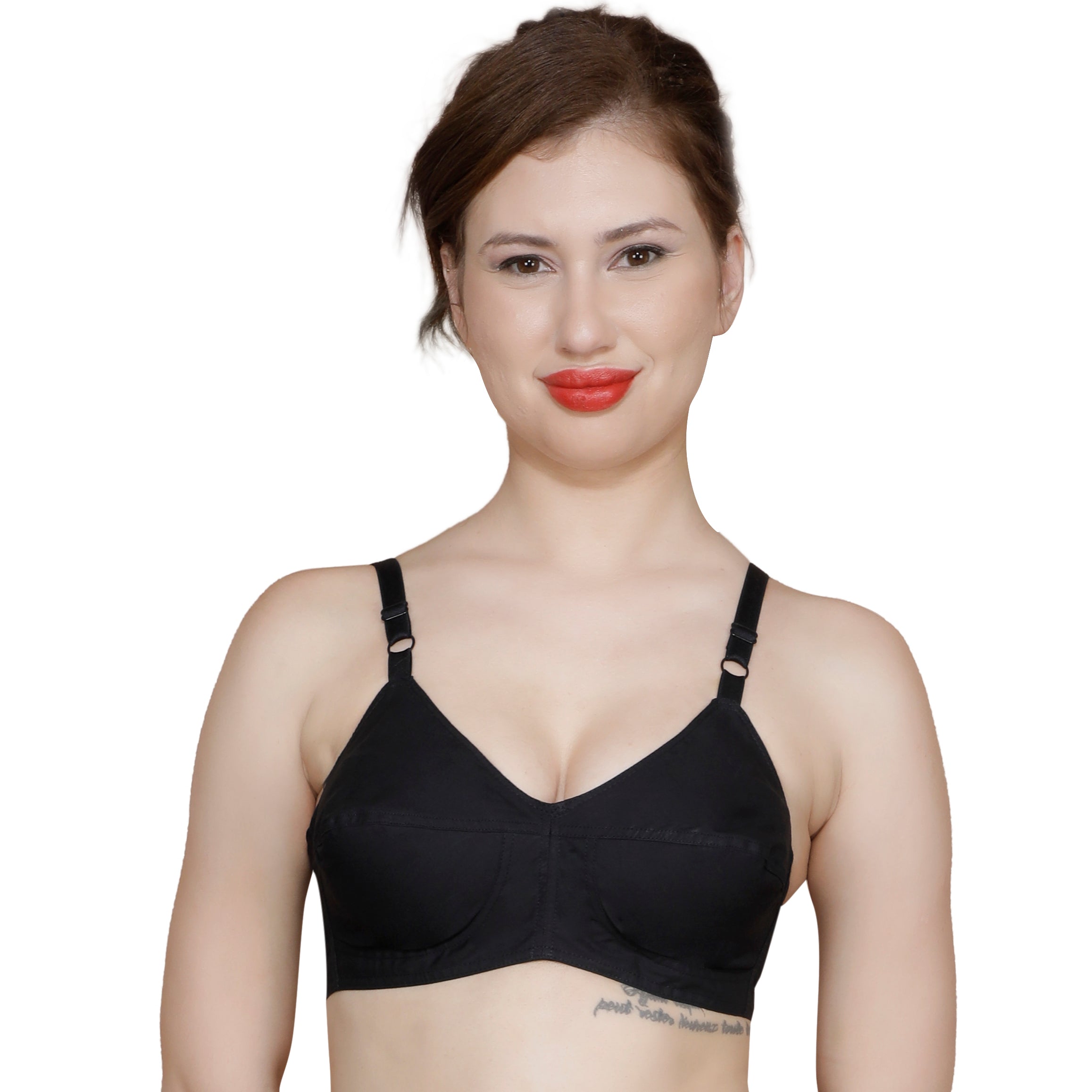 T.T. Women Popylene Coton Bra PACK OF 6 Black-Skin-White